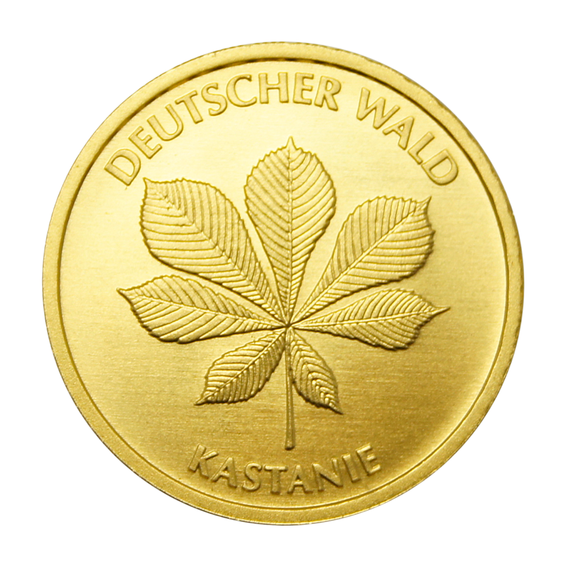 Deutscher Wald: Kastanie 2014 - Deutschland 20 Euro 1/8 oz Goldmünze -Prägestätte verschiedene