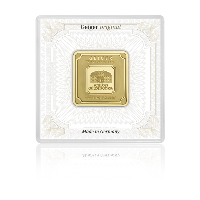 Goldbarren Geiger original - 1 oz .9999 quadratisch in Kapsel