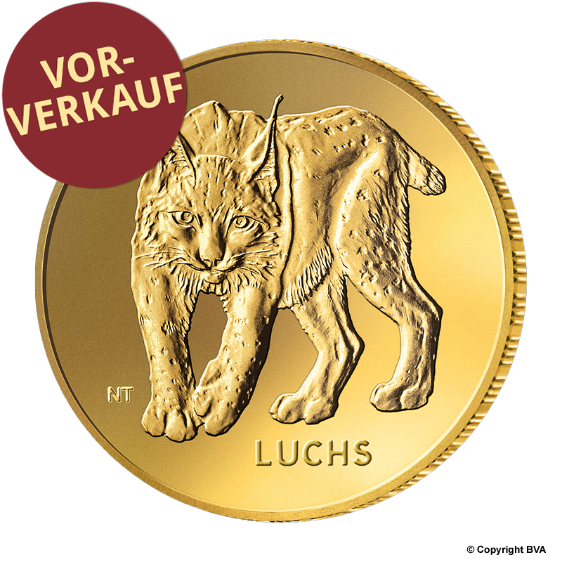 Rückkehr der Wildtiere: "Luchs" 2025 A - Deutschland 20 Euro 1/8 oz Goldmünze Vorverkauf