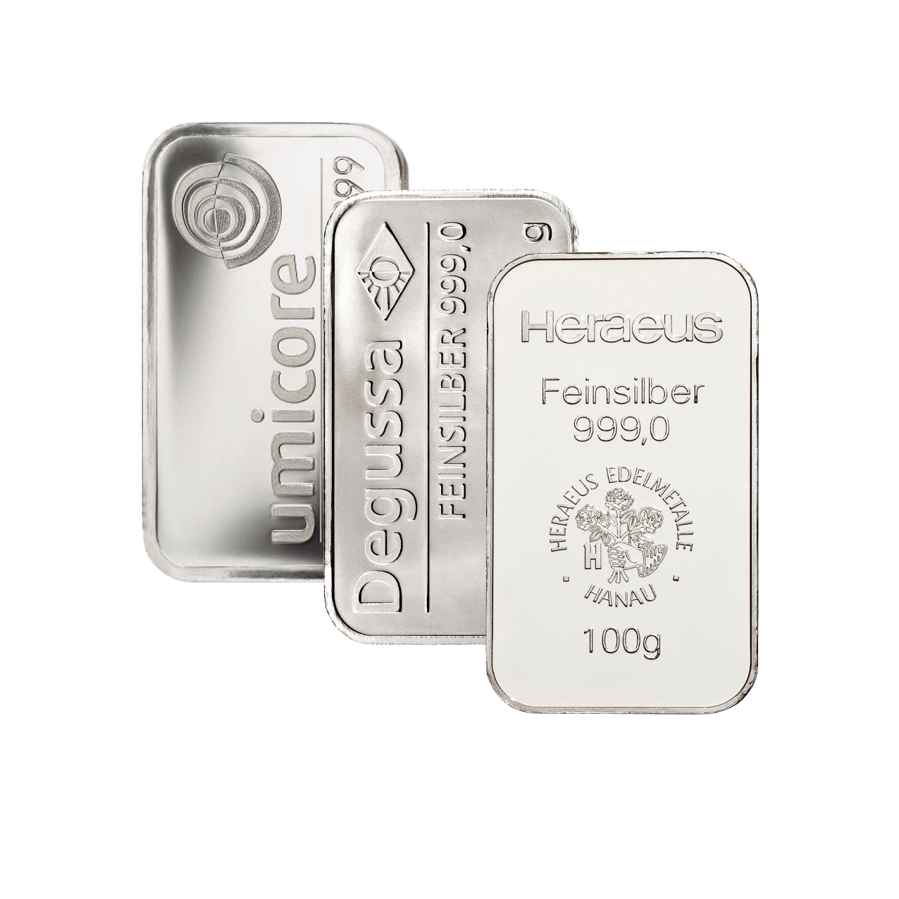 Silberbarren - 100 g .999 - verschiedene Hersteller - Umlaufware