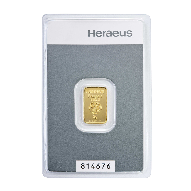 gold bar - 2 g fine gold .9999