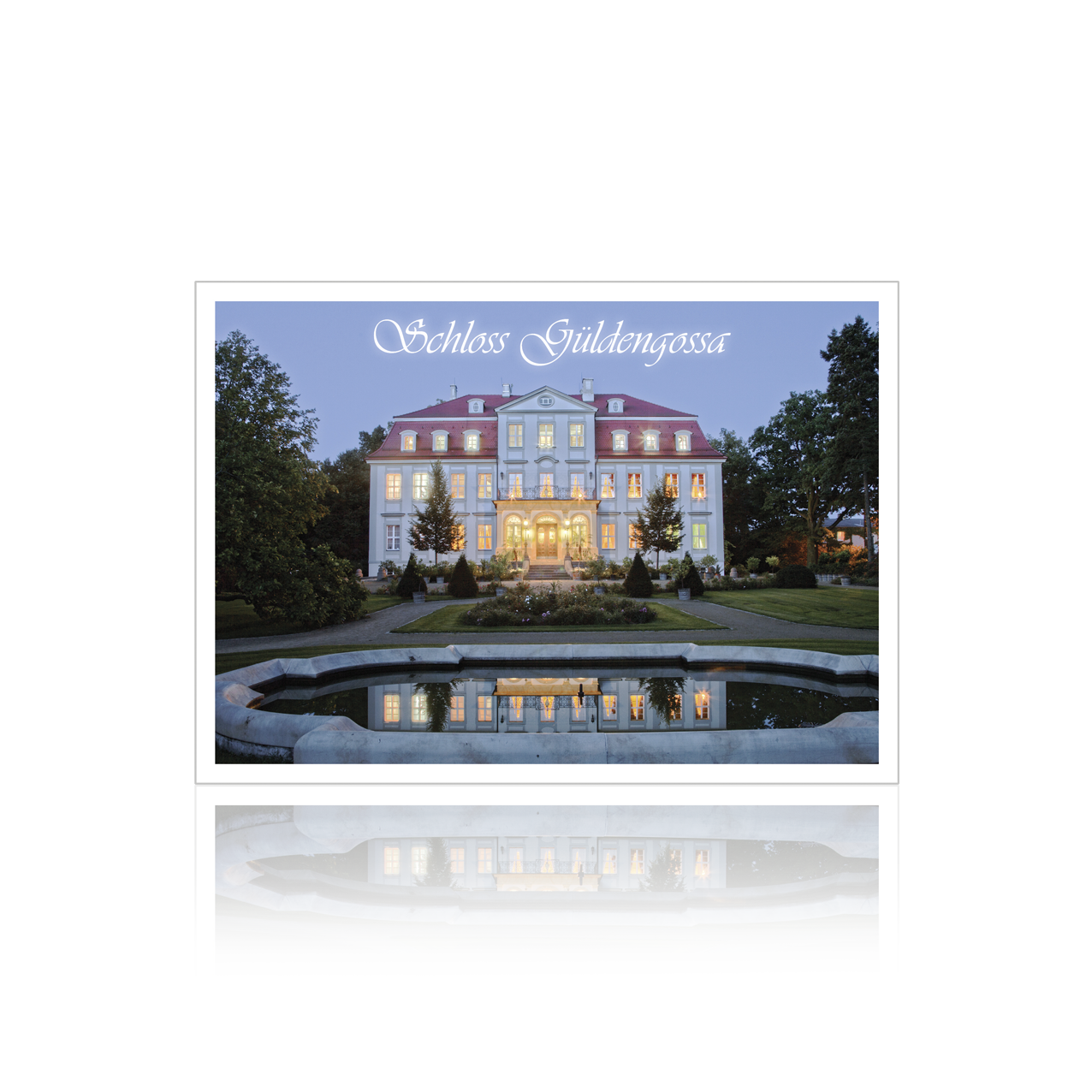 Postkarte Schloss Güldengossa Nacht