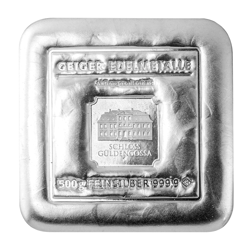 Silberbarren Geiger original - 500 g - gegossen quadratisch .9999