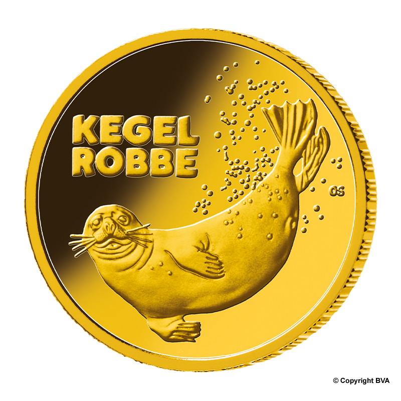 Rückkehr der Wildtiere: "Kegelrobbe" 2022 - Deutschland 20 Euro 1/8 oz Goldmünze -Prägestätte verschiedene