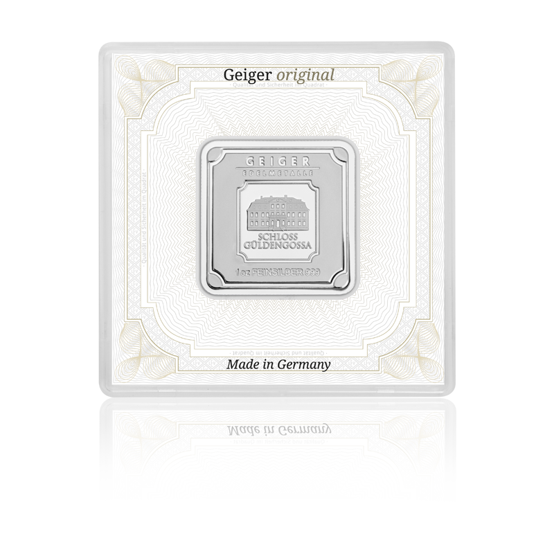 Silver Bar Geiger original - 1 oz .999 Square in Capsule