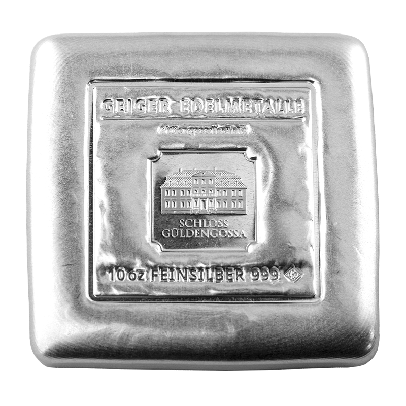 Silberbarren Geiger original - 10 oz gegossen quadratisch .999