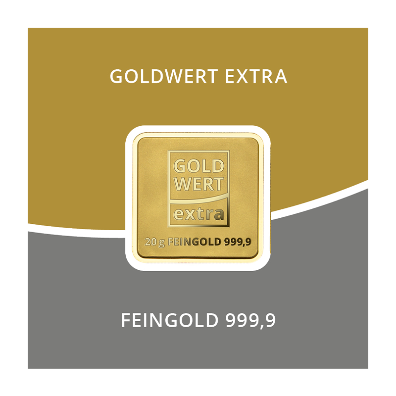 Goldbarren BVF GoldWERT extra - 20 g .9999 quadratisch