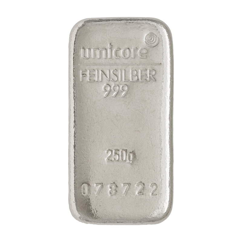 Silberbarren - 250 g .999 - Umicore Neuware
