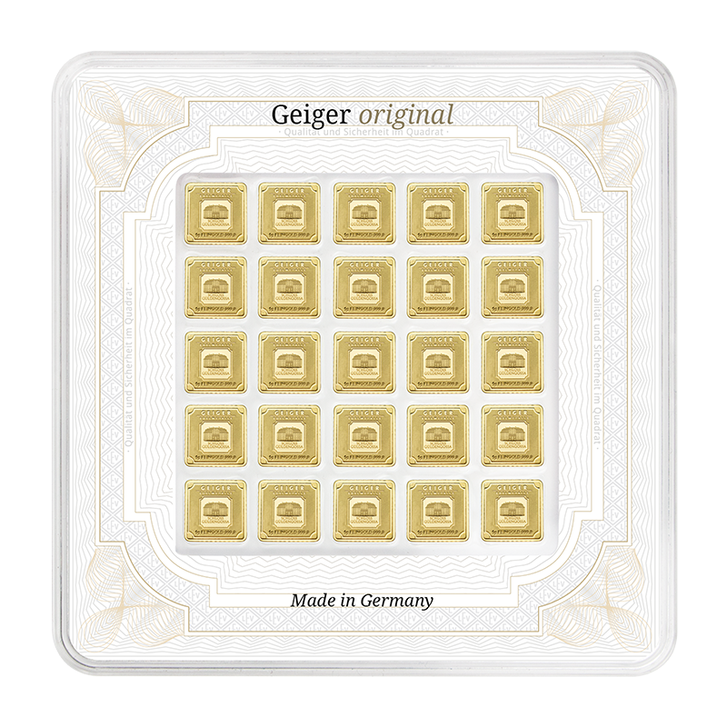 Goldbarren Geiger original - Multicard 25 x 1 g .9999 quadratisch