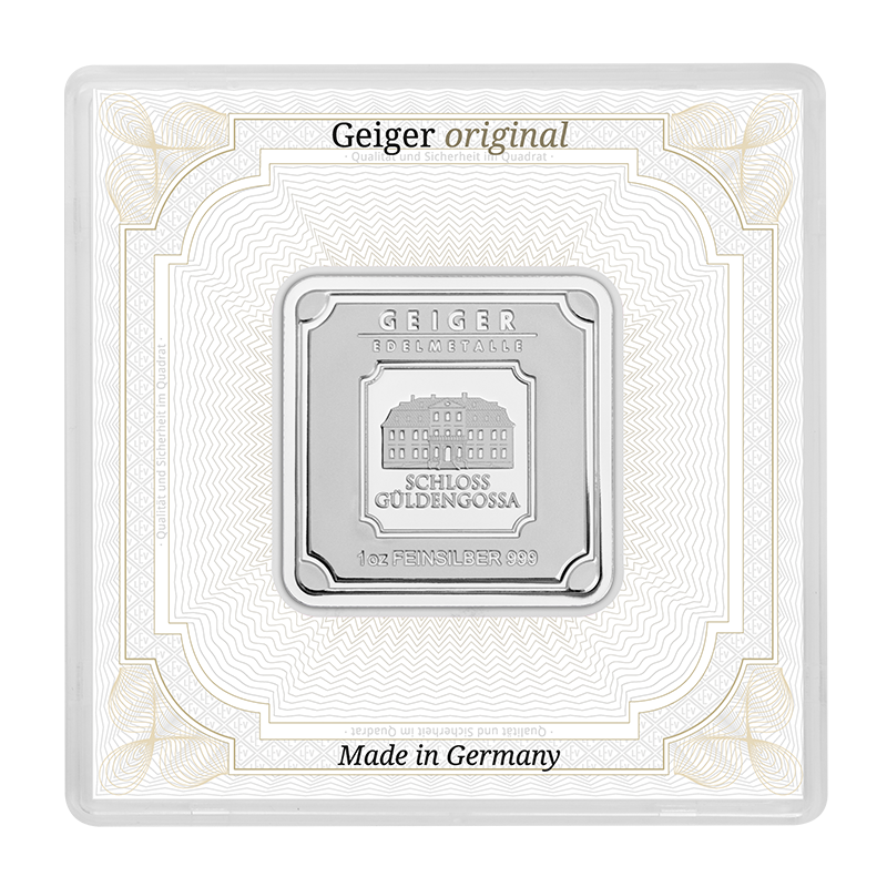 Silver Bar Geiger original - 1 oz .999 Square in Capsule