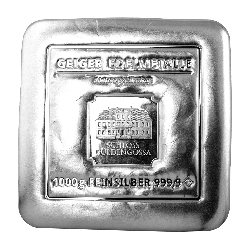 Silberbarren Geiger original - 1 kg - gegossen quadratisch .9999