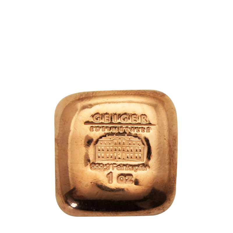 Kupferbarren Schloss Güldengossa "Kupferknuffel" - 1 oz .9999 gegossen