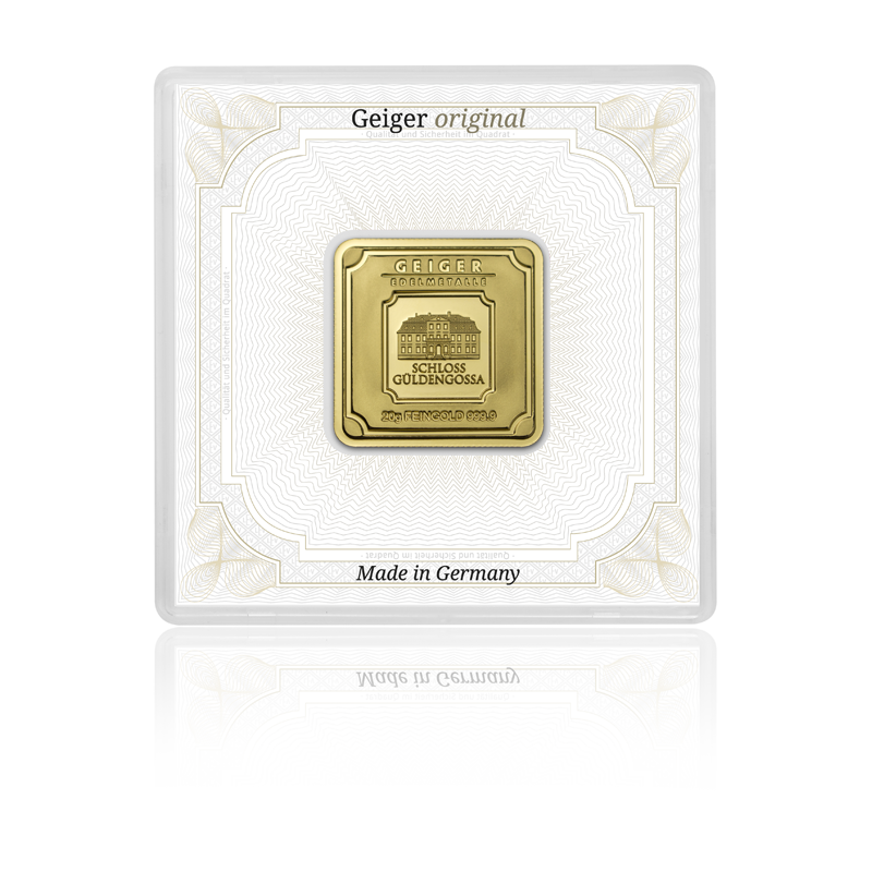 Goldbarren Geiger original - 20 g .9999 quadratisch in Kapsel