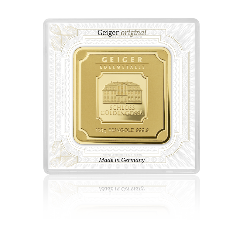 gold bar Geiger original - 100 g .9999 in capsule