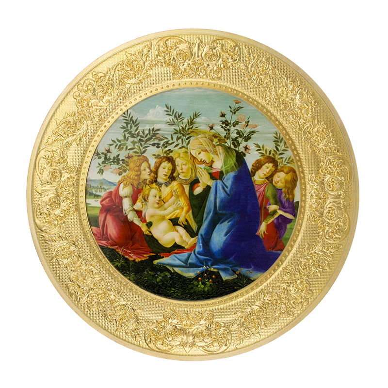 Silbermedaille Botticelli - 1 oz antik handvergoldet koloriert limitiert