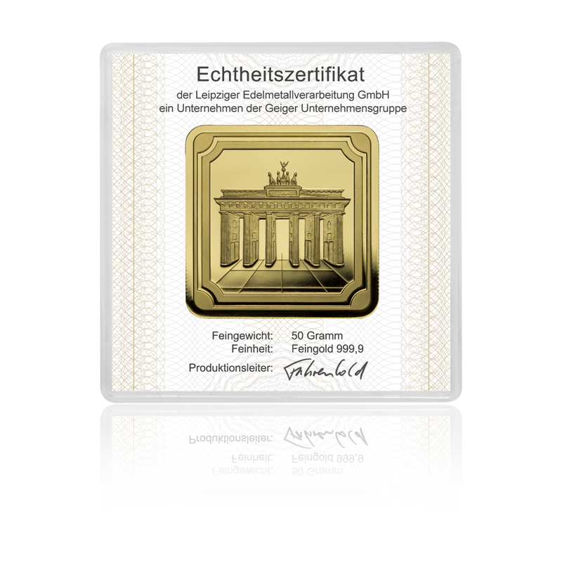 DVAG Premiumgoldbarren Bundesrepublik Deutschland - 50 g .9999 in Kapsel