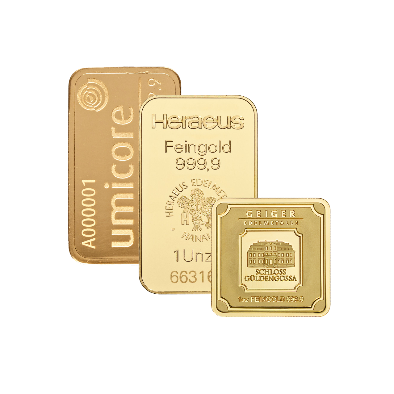 Gold Bar - 1 oz fine gold .9999 - various brands