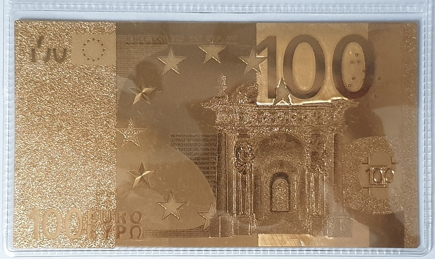 Banknotenattrappe 100 Euro - beschichtet mit 24 k Feingold