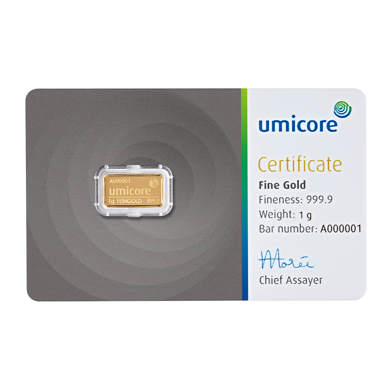 Gold Bar - 1 g fine gold .9999