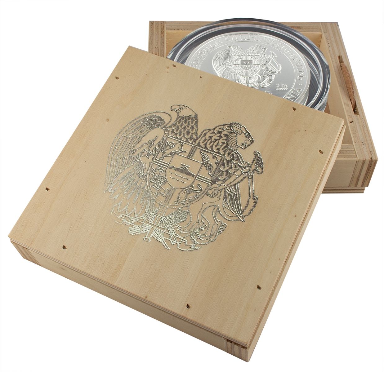 Wooden Box with insert for 5 kg silver coin