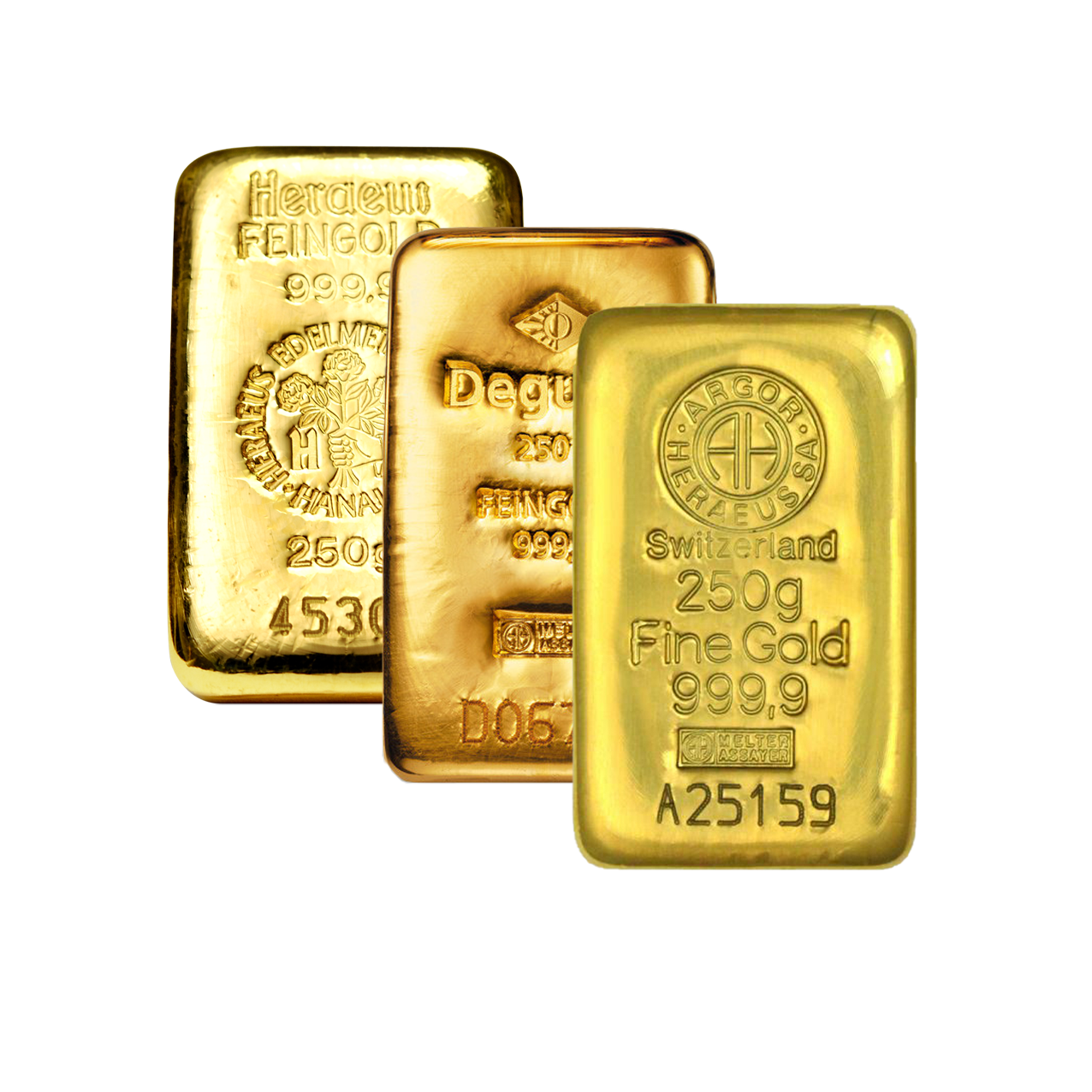 Goldbarren - 250 g .9999 - verschiedene Hersteller