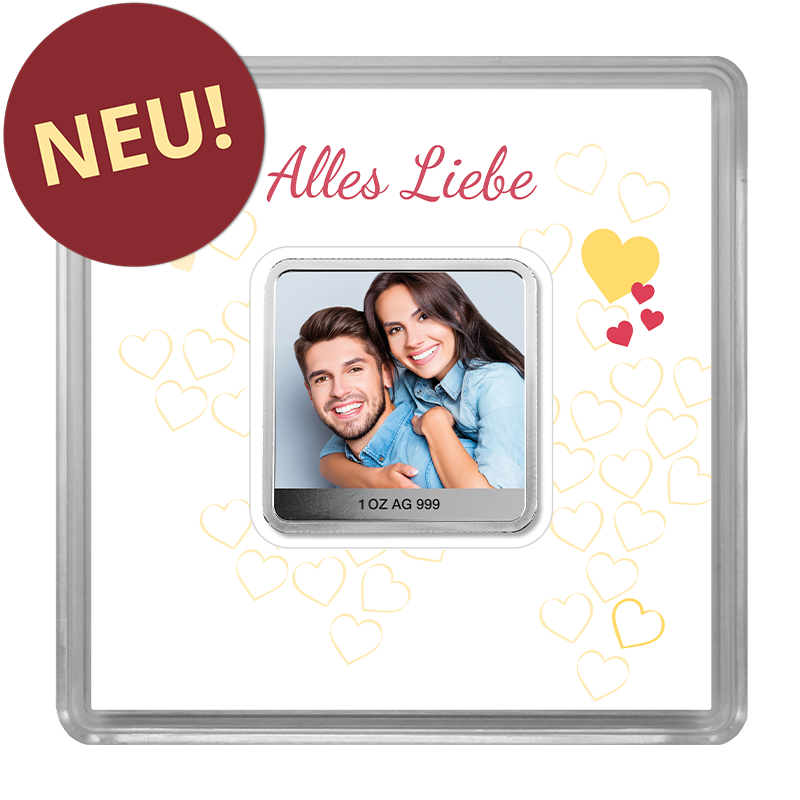 Druckbarren quadratisch - 1 oz Silber .999 zur Individualisierung - mit Zertifikat