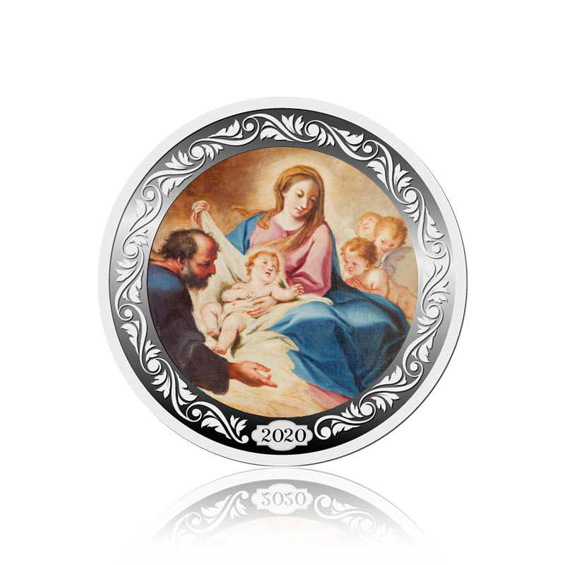Christmas medal 2020 „The birth of Christ“ - 1/2 oz silver with coloration