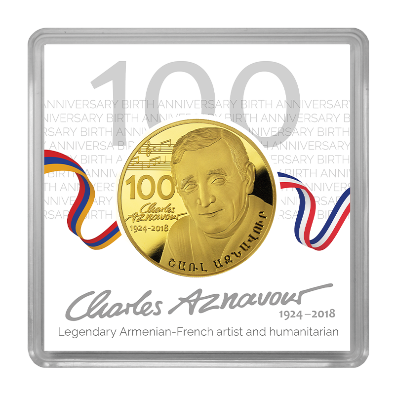 Charles Aznavour Gedenkmünze in Sicherheitskapsel