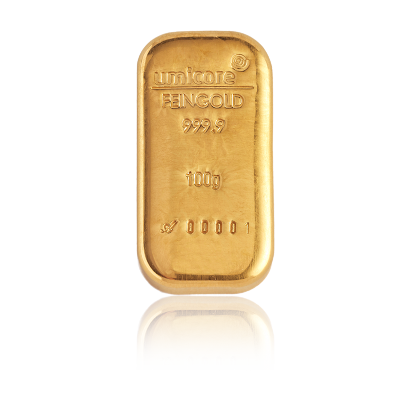 Goldbarren - 100 g .9999 - Neuware (gegossen)