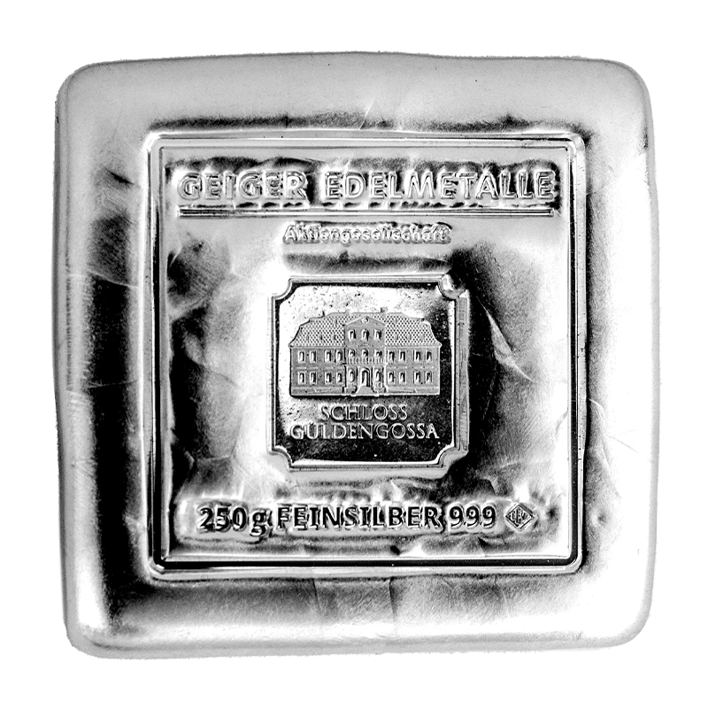 Silberbarren Geiger original - 250 g gegossen quadratisch .999