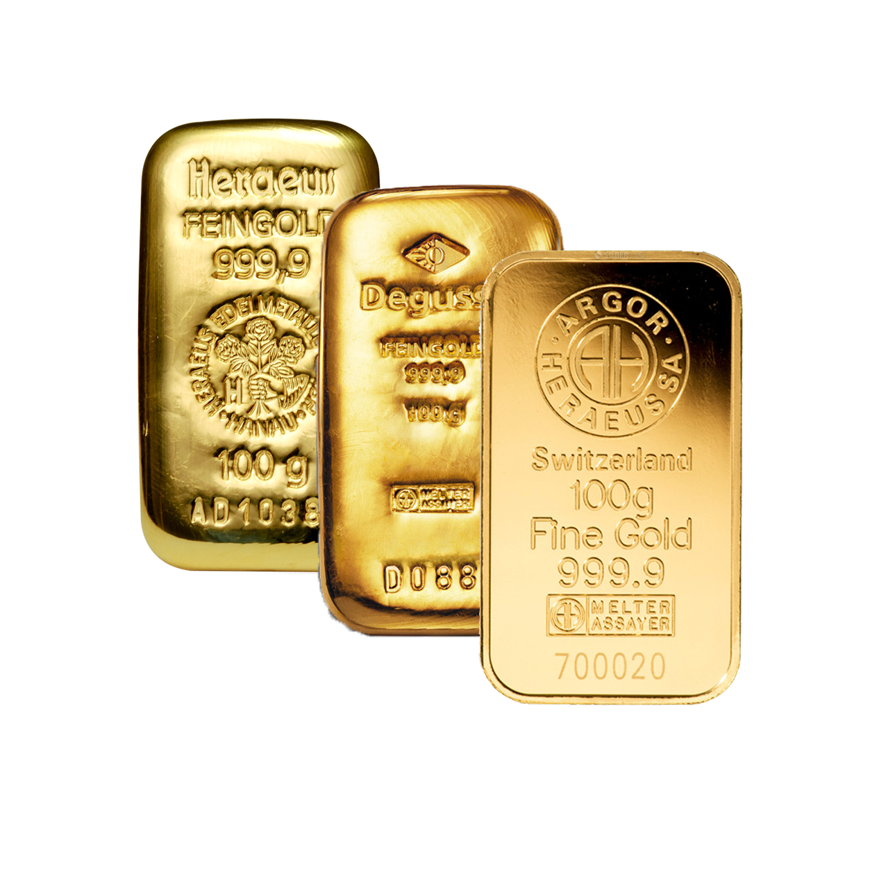 Gold Bar - 100 g fine gold .9999 - various brands
