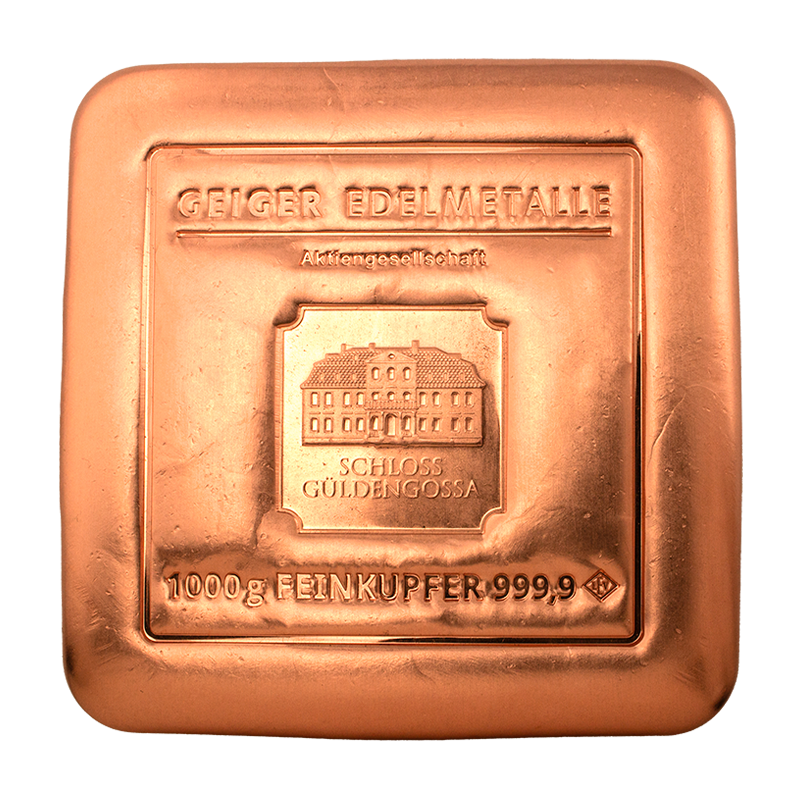 Copper bar Geiger original 1000 g  - casted .9999