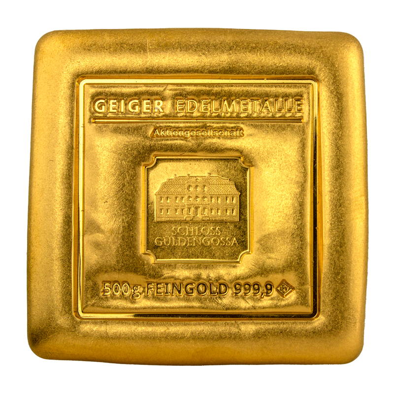 Goldbarren Geiger original - 500 g - gegossen quadratisch .9999