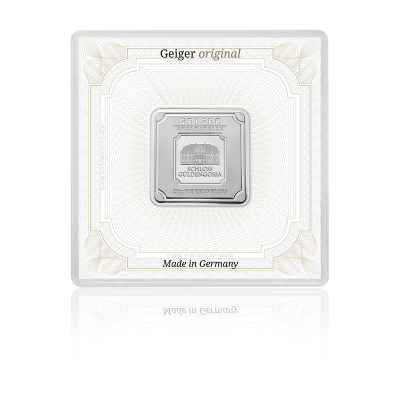 Silberbarren Geiger original - 20 g .999 quadratisch in Kapsel