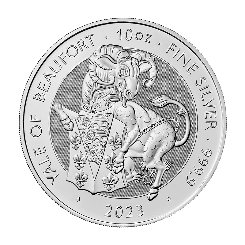 Royal Tudor Beasts "Yale of Beaufort" 2023 - Vereinigtes Königreich 10 oz Silbermünze, regelbesteuert