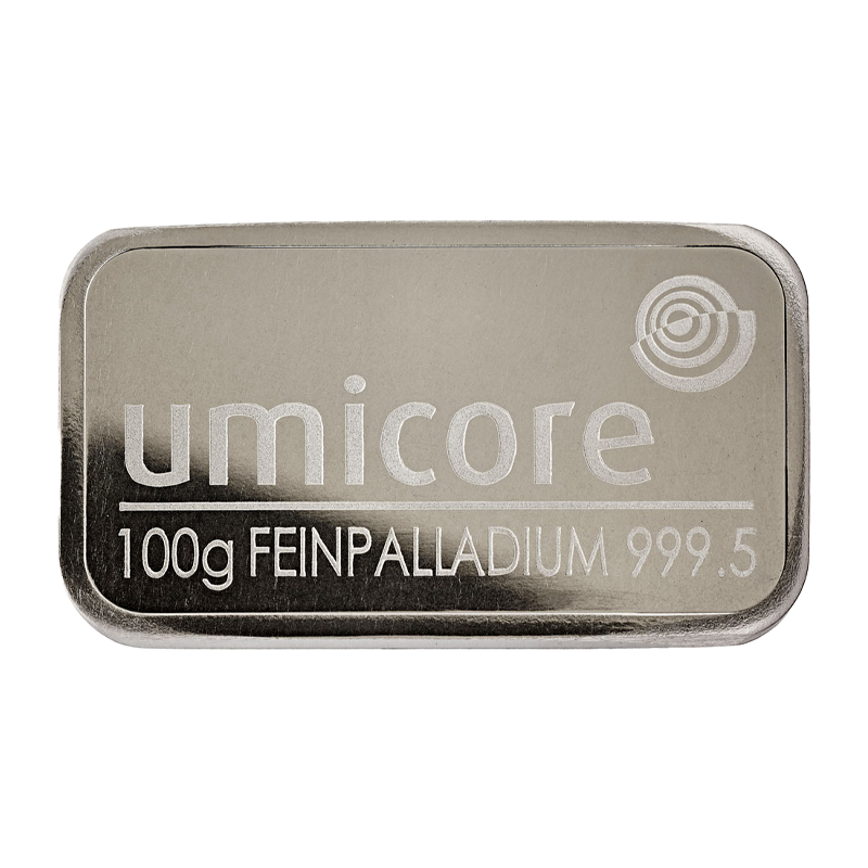 Palladiumbarren - 100 g .9995 - Umicore/Heraeus Neuware